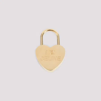 Celine I Love  Mini Brass Paintdlock Necklace - 3.3cm X 5cm In Metallic