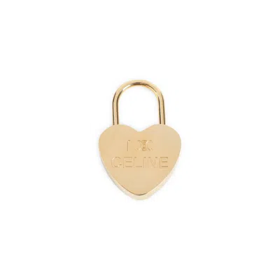 Celine Heart Padlock Necklace Engraved Design In Gold