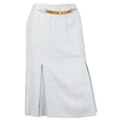 Pre-owned Celine Iconic Blue Check Wool Skirt