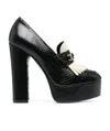 Celine Imitation Python Snake Pattern Thick-soled High-heeled Shoes In Black