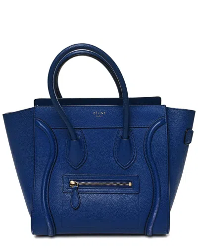 Celine Indigo Drummed Leather Micro Luggage (authentic Pre-loved)