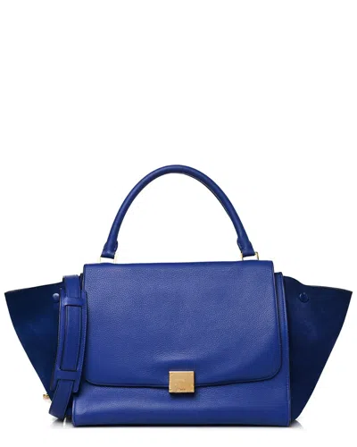Celine Indigo Drummed Leather Small Trapeze (authentic Pre-loved) In Blue