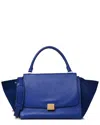 Celine Indigo Drummed Leather Small Trapeze (authentic Pre-loved) In Blue