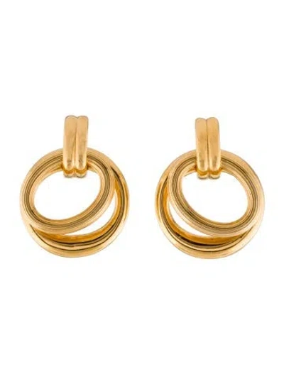 Pre-owned Celine Interlaced Textured Clip-on Hoop Earrings In Multi