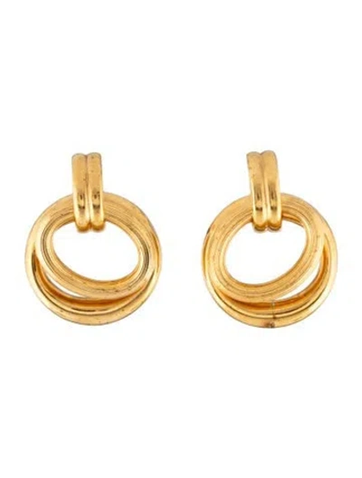 Pre-owned Celine Interlaced Textured Clip-on Hoop Earrings In Multi