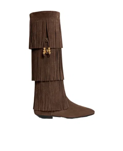 Celine Irina Tassel Decorative Boots In Brown