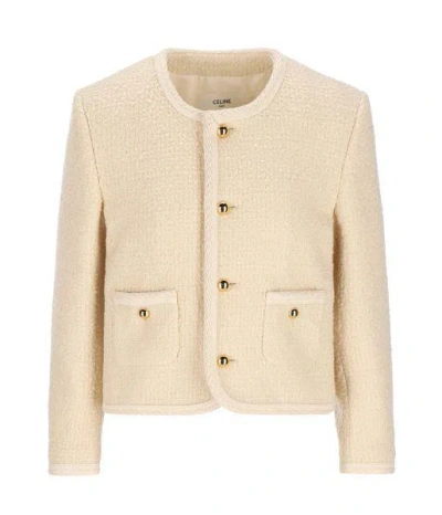 Celine Ivory Bouclé Nattè Chelsea Jacket For Women