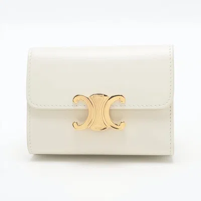 Pre-owned Celine Ivory Leather Wallet (tri-fold) () In White