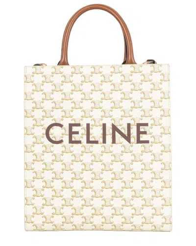 Pre-owned Celine Ivory/brown Triomphe Monogram Canvas Vertical Tote (authentic Pre-  Loved)