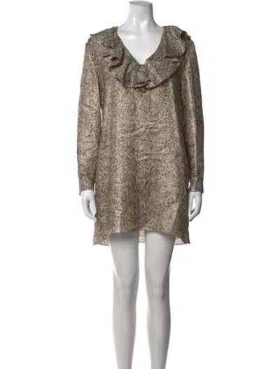 Pre-owned Celine Jabot Mini Dress W/ Tags In Neutrals