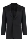 Celine Women Colonne Wool Jacket With Diagonal Weave In Black