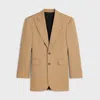 Celine Jacket Columns In Wool With Diagonal Pattern In Brown