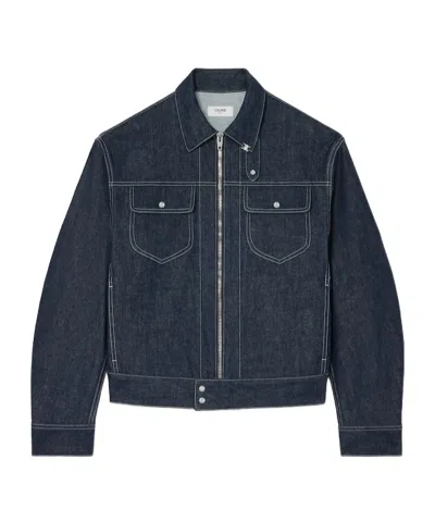 Celine Jacket In Cotton Denim In Blue