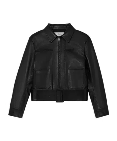 Celine Jacket In Soft Lambskin In Black