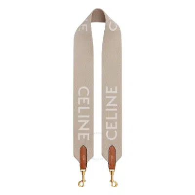 Celine Jacquard Long Bag Strap In Neutral