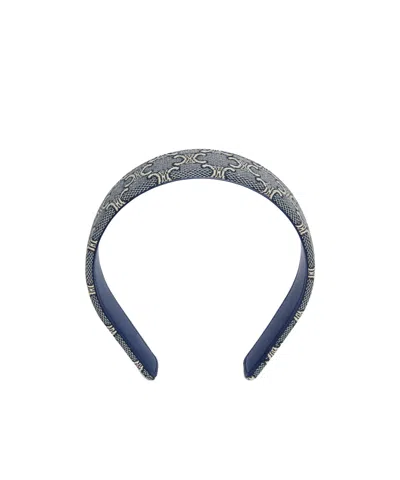 Celine Jacquard Triomphe Headband In Cotton, Polyamide, Polyester And Calfskin In Brown