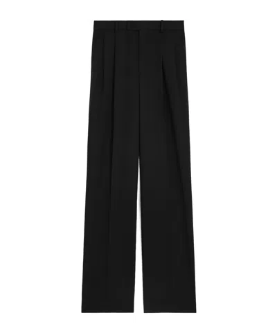 Celine Jazz Trousers In Diagonal Wool In Black