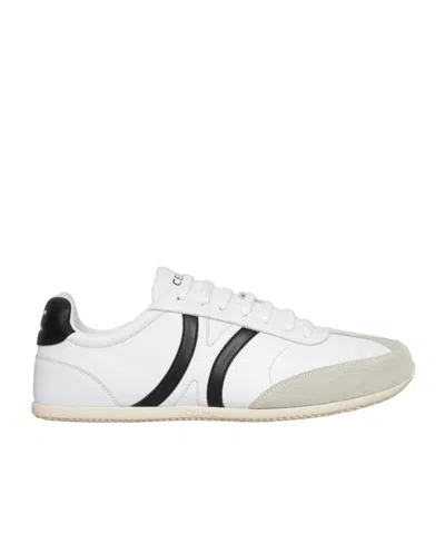 Celine Jogger Trimphe Logo Low-cut Sneakers In White