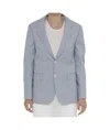 Celine Striped Polyester And Cotton Blend Single-breasted Jude Jacket In Blue And White In Gray