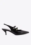 Celine Women Judy Leather Double Strap Mary Jane Slingback In Black