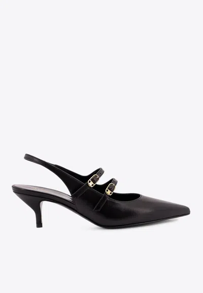 Celine Judy 55 Double Strap Mary-jane Slingback Pumps In Black