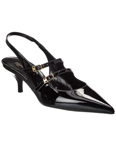 Celine Double Strap Mary Jane Slingback In Patent Calfskin In Black