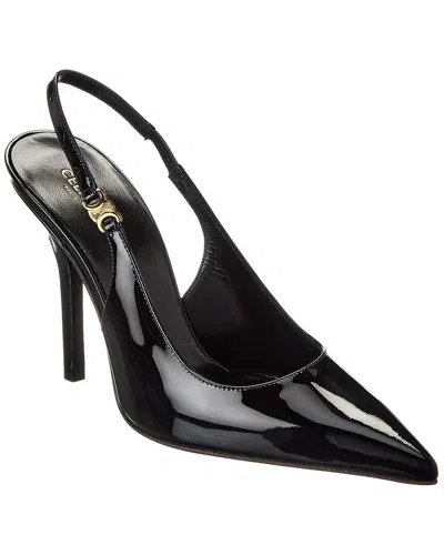 Celine Judy Triomphe Leather Slingback Pump In Black