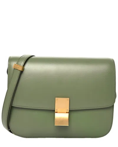 Celine Kaki Vache Liegee Leather Medium Classic Box Flap Bag (authentic Pre-  Loved) In Green