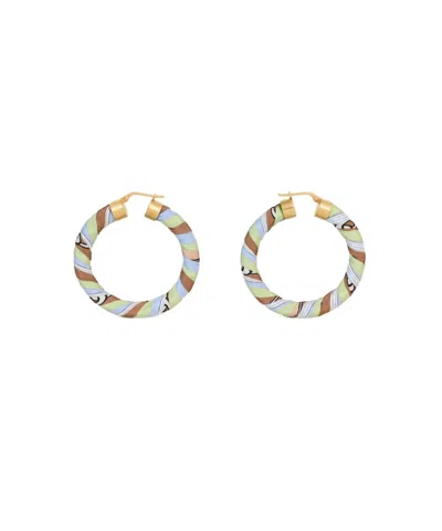 Celine Kaleidoscope Gold Faceted Hoop Earrings In Multi