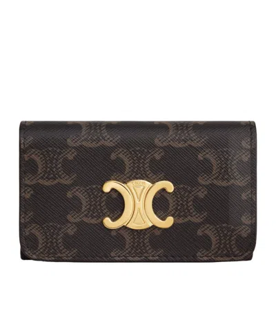 Celine Key Case Triomphe In Triomphe Canvas
