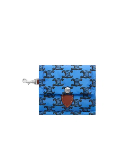 Celine Keyring Card Holder  Padded  In Nylon And Calfskin