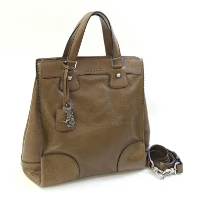 Pre-owned Celine Khaki Brown Leather Handbag Shoulder Bag ()