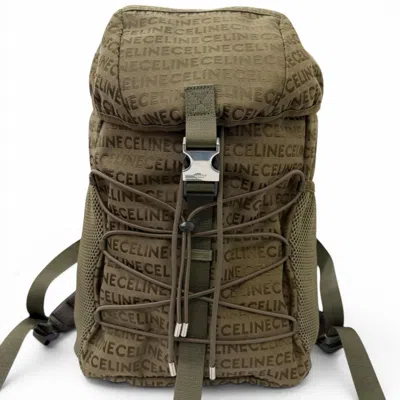 Pre-owned Celine Khaki Canvas Leather Backpack ()