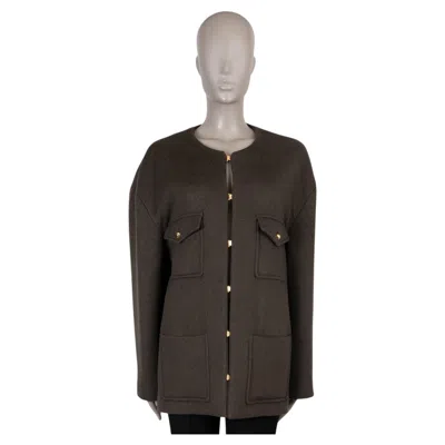 Pre-owned Celine Khaki Green Cashmere 2023 Oversized Double Face Jacket 40 M