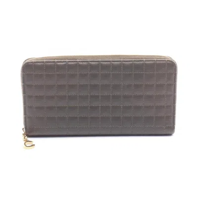 Pre-owned Celine Khaki Leather Long Wallet (bi-fold) ()
