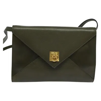 Pre-owned Celine Céline Khaki Leather Shoulder Bag ()
