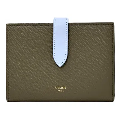Pre-owned Celine Khaki Light Blue Leather Wallet (bi-fold) ()