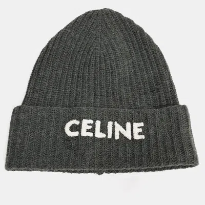 Pre-owned Celine Khaki Wool Beanie In Brown