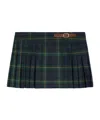 Celine Kilt Mini Skirt In Tartan Wool In Green
