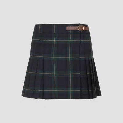 Celine Kilt-inspired Wool Mini Skirt With Adjustable Belt In Gray