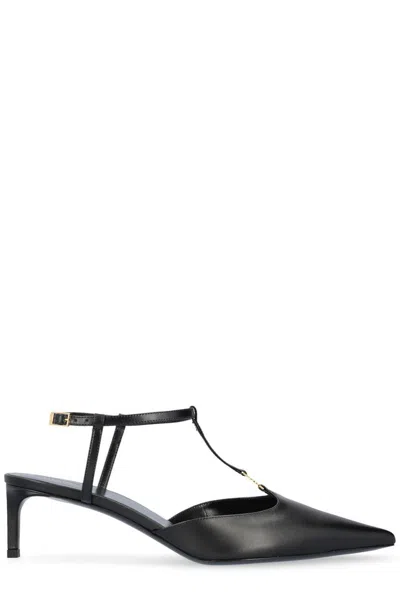 Celine Kitten Strap Leather Pump In Black