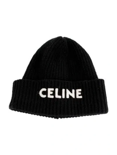 Pre-owned Celine Knit Logo Beanie In Black