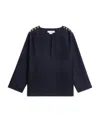 Celine Knitted Tweed Open-necked Blouse In Black