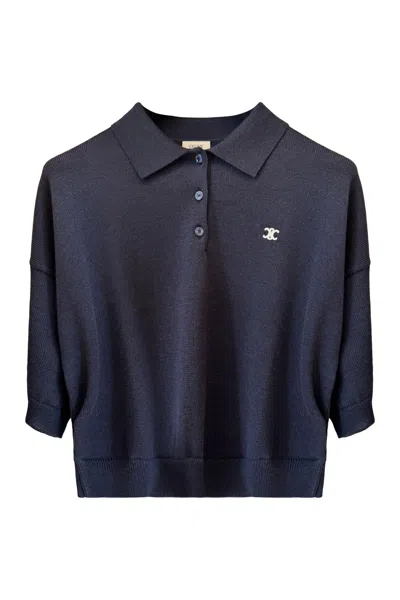 Celine Knitted Wool Polo Shirt