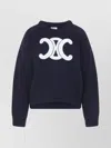 Celine Women Ribbed Wool Crew-neck Sweater In Blue