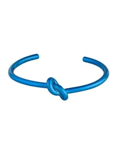 Pre-owned Celine Knot Extra-thin Cuff Bracelet, 5.75" In Blue