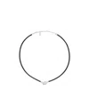 Celine Knot Necklace In Calfskin And Brass With Rhodium Finish In Multi
