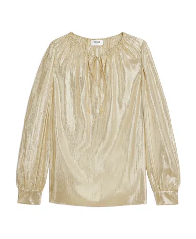 Celine Knotted Blouse With Round Neck In Nude