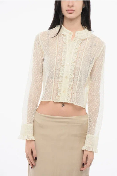 Celine Lace Crop Blouse In Neutral