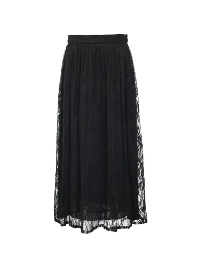 Pre-owned Celine Lace Midi Skirt In Black